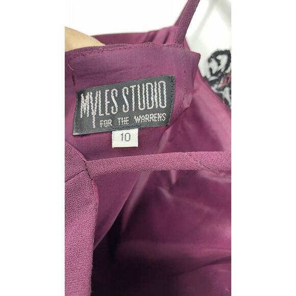 Vintage Myles Studio Sheath Dress Women's 10 Beading Embellished Halter Neck - Picture 6 of 11